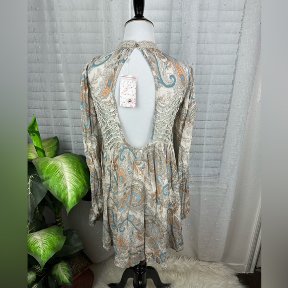 NWT Free People Tea Combo Sweet Thing High Neck Boho Swing Top Tunic Size XS - Picture 3 of 8